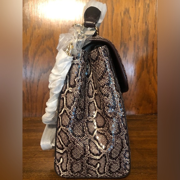 NWT-Brahmin-Rene-Expresso Caswell Satchel-Non Melbourne Croc-Mini Python-$395 - Picture 4 of 16